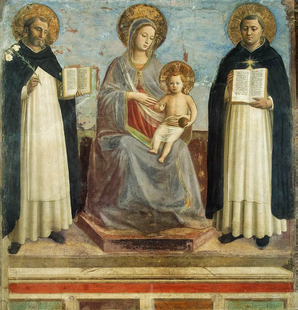 Madonna and Child with St Dominic and St Thomas Aquinas in Detail Fra Angelico